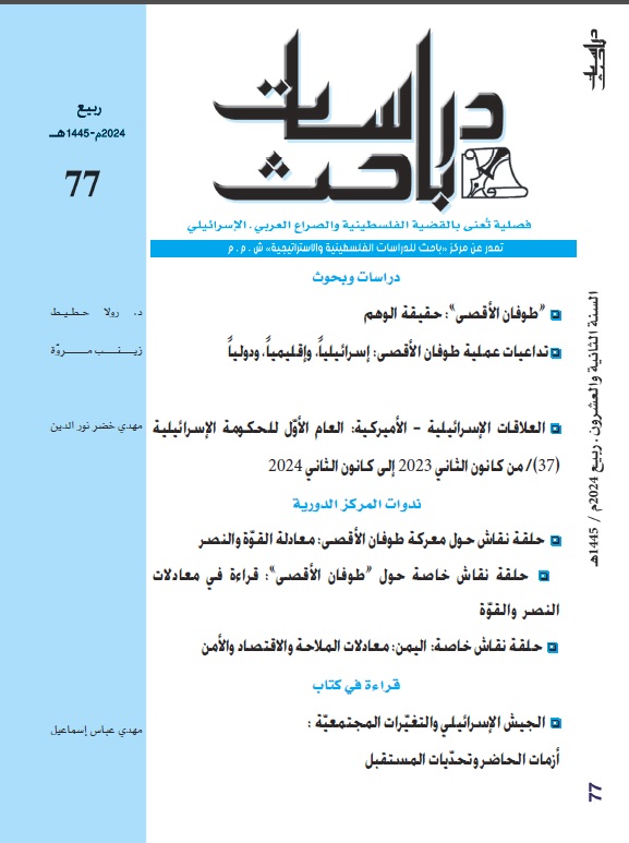 صدر حديثا عن مركز باحث للدراسات الفلسطينية والاستراتيجية المجلة الفصلية العدد 77
